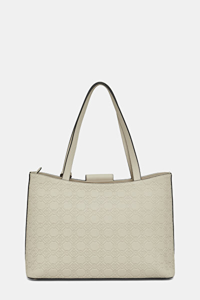 ECRU MONOGRAM LEATHER BAG 3