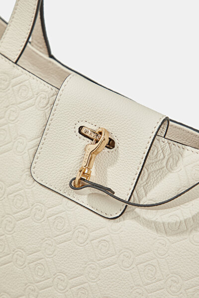 ECRU MONOGRAM LEATHER BAG 4