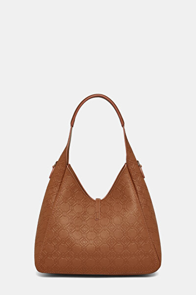 TAN MONOGRAM LEATHER BAG 4