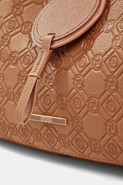 TAN MONOGRAM LEATHER BAG 5