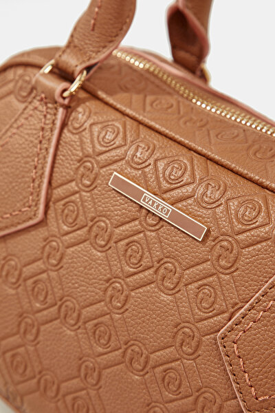 TAN MONOGRAM LEATHER BAG 5
