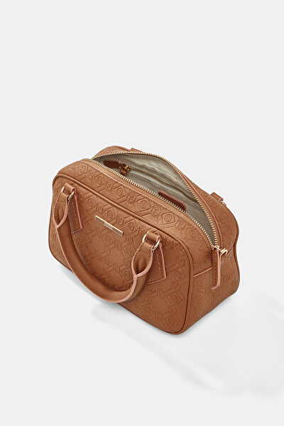 TAN MONOGRAM LEATHER BAG 8