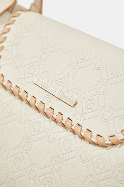 BEIGE MONOGRAM LEATHER BAG 4