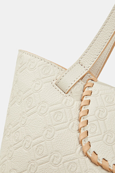 BEIGE MONOGRAM LEATHER BAG 5