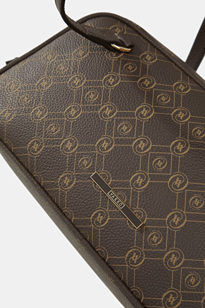 BEIGE MONOGRAM LEATHER BAG 4