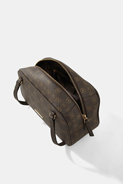 BEIGE MONOGRAM LEATHER BAG 5