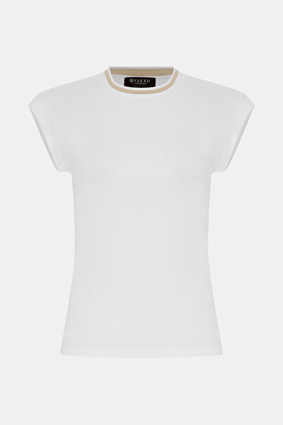 BEIGE BASIC / ROUND NECKLINE OFF THE SHOULDER TSHIRT 4
