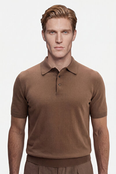 BEIGE POLO YAKA DÜĞMELİ KISA KOL KOTON TRİKO 4