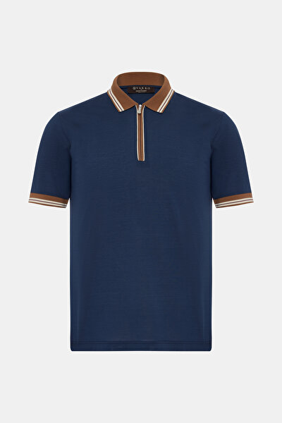 NAVY BLUE POLO NECK SHORT SLEEVE TSHIRT 5