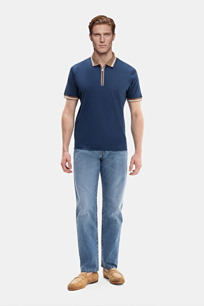 NAVY BLUE POLO NECK SHORT SLEEVE TSHIRT 4