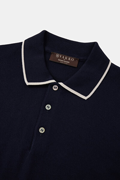 NAVY BLUE POLO NECK SHORT SLEEVE TSHIRT 3
