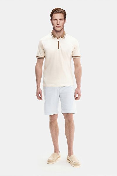 ECRU POLO NECK SHORT SLEEVE TSHIRT 4