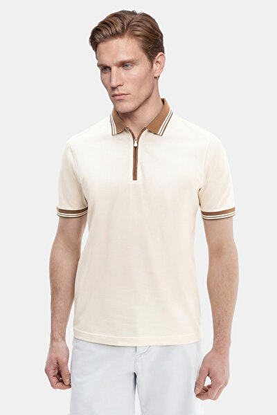 ECRU POLO NECK SHORT SLEEVE TSHIRT 5