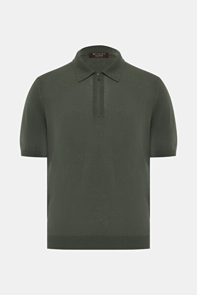 DARK GREEN POLO NECK SHORT SLEEVE TSHIRT 5