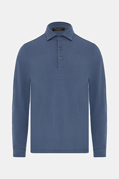 BLUE POLO NECK LONG SLEEVE TSHIRT 5
