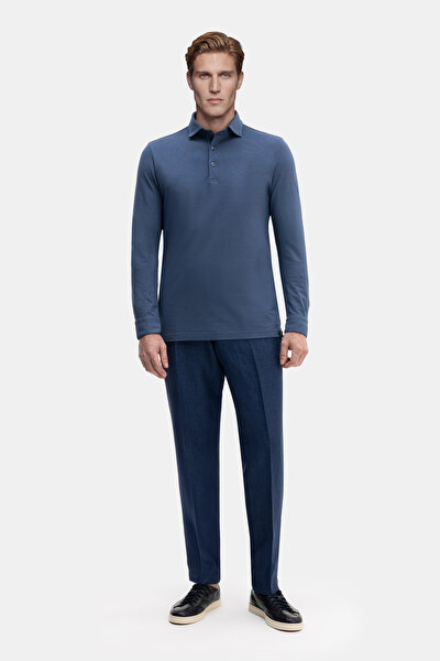 BLUE POLO NECK LONG SLEEVE TSHIRT 3