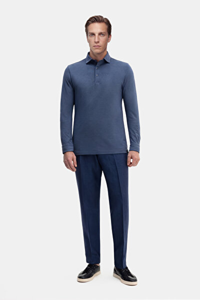 BLUE POLO NECK LONG SLEEVE TSHIRT 3