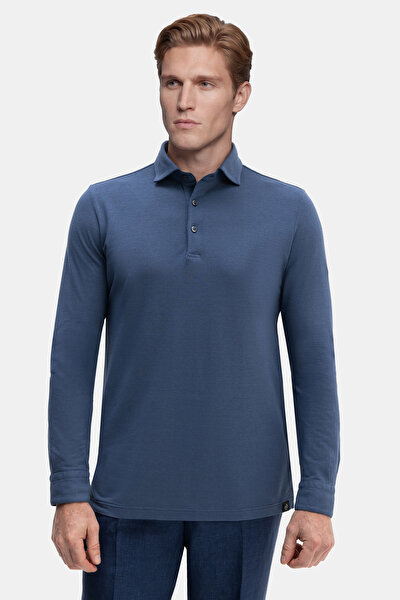 BLUE POLO NECK LONG SLEEVE TSHIRT 4