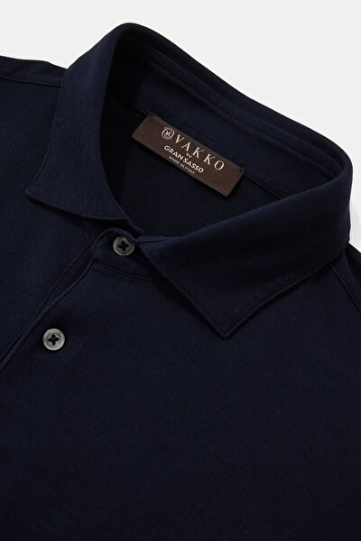 NAVY BLUE POLO NECK LONG SLEEVE TSHIRT 3