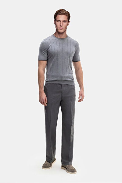 GRAY MELANGE BICYCLE COLLAR SHORT SLEEVE TSHIRT 5