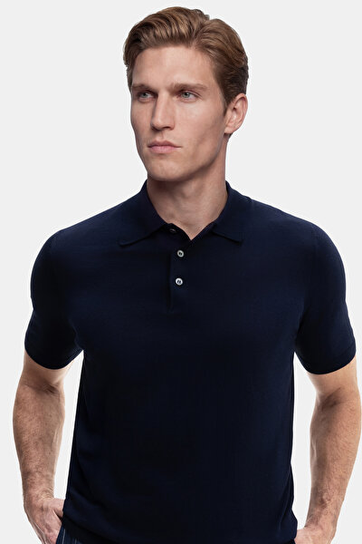 NAVY BLUE POLO NECK SHORT SLEEVE TSHIRT 3