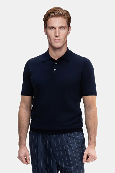 NAVY BLUE POLO NECK SHORT SLEEVE TSHIRT 5