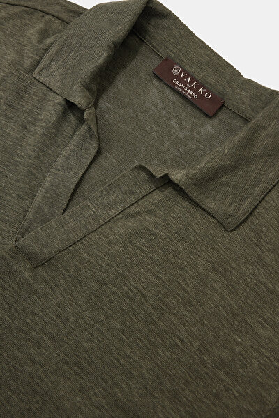 KHAKI POLO NECK LONG SLEEVE TSHIRT 8