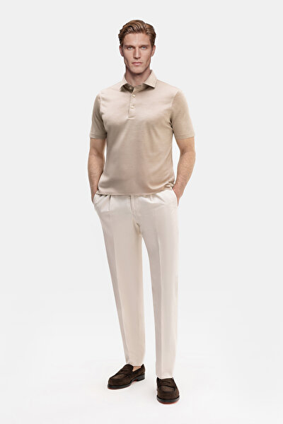 BEIGE POLO NECK SHORT SLEEVE TSHIRT 3