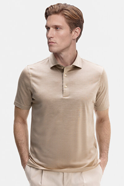 BEIGE POLO NECK SHORT SLEEVE TSHIRT 4