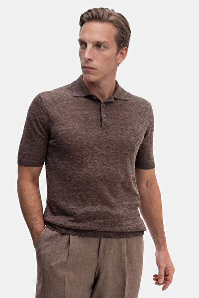 BROWN POLO NECK SHORT SLEEVE TSHIRT 4
