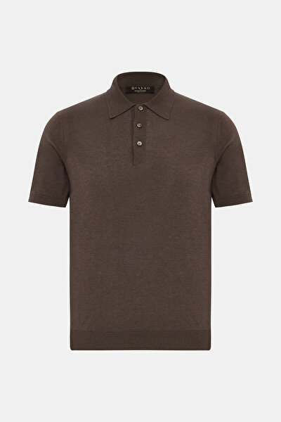 BROWN POLO NECK SHORT SLEEVE TSHIRT 4