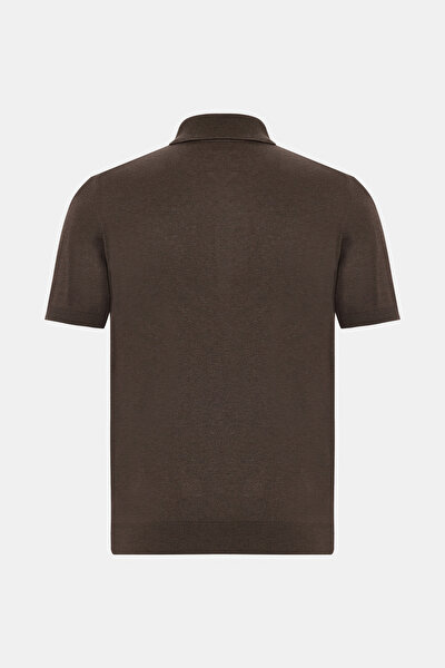 BROWN POLO NECK SHORT SLEEVE TSHIRT 5