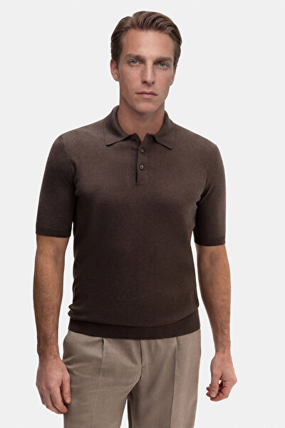 BROWN POLO NECK SHORT SLEEVE TSHIRT 3