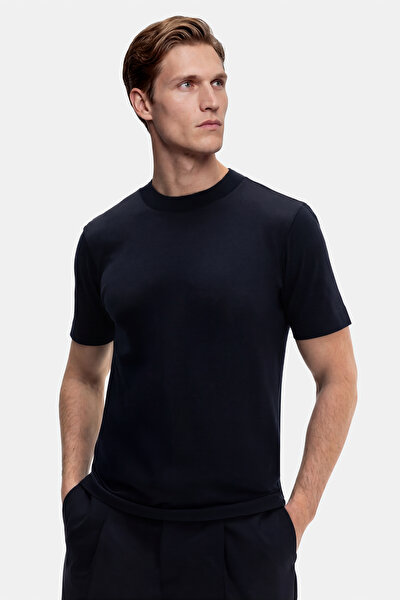 BİSİKLET YAKALI KISA KOL KOTON-İPEK TSHIRT 5