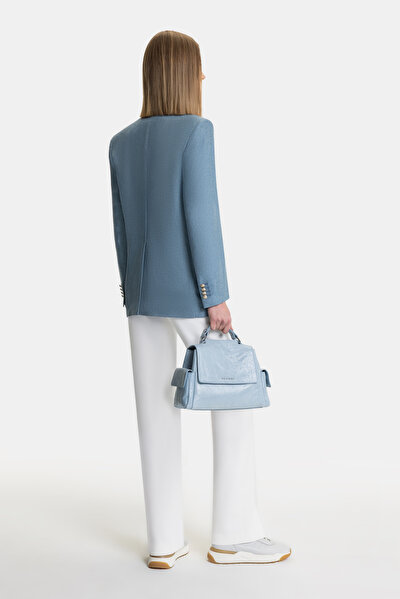 BLUE SURPLICE NECKLINE (CROSS-OVER NECKLINE) JACKET 5