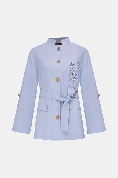 LIGHT BLUE MANDARIN COLLAR JACKET 8