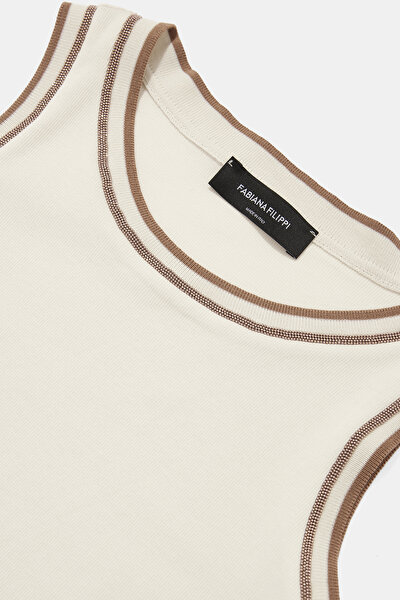 TAN BASIC / ROUND NECKLINE SLEEVELESS TSHIRT 8