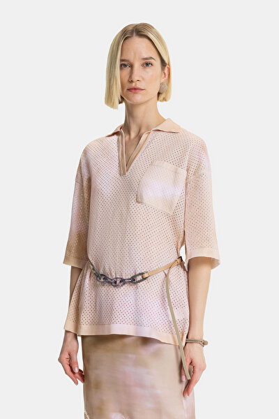 PINK POLO NECK SHORT SLEEVE BLOUSE 13