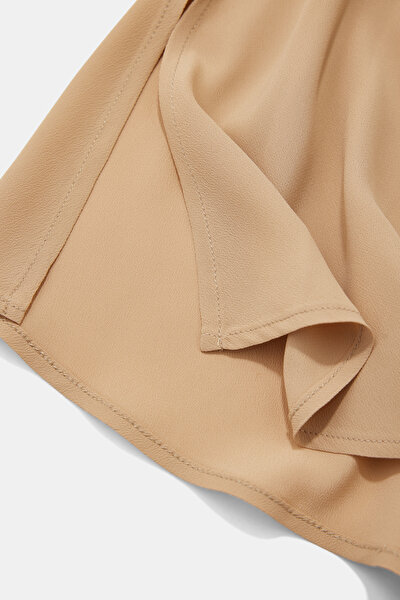 BEIGE BASIC / ROUND NECKLINE SHORT SLEEVE BLOUSE 5