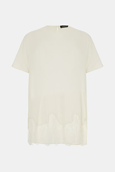 ECRU BASIC / ROUND NECKLINE SHORT SLEEVE BLOUSE 5