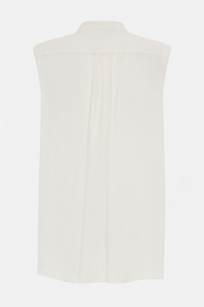 ECRU UPRIGHT COLLAR SLEEVELESS BLOUSE 8
