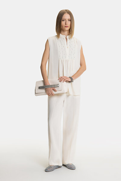 ECRU UPRIGHT COLLAR SLEEVELESS BLOUSE 4