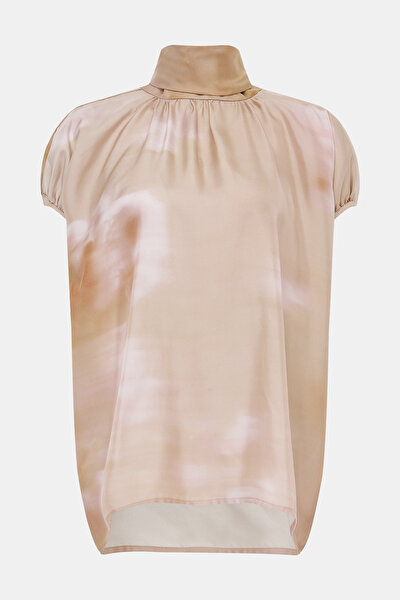 PINK UPRIGHT COLLAR SHORT SLEEVE BLOUSE 8