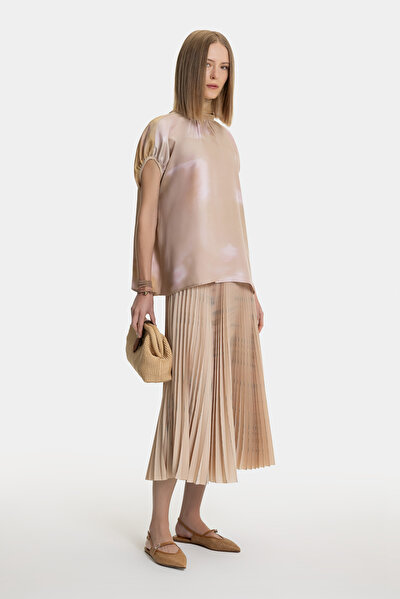 PINK UPRIGHT COLLAR SHORT SLEEVE BLOUSE 5