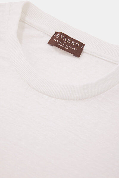 BİSİKLET YAKALI KISA KOL LİKRALI KETEN T-SHIRT 3
