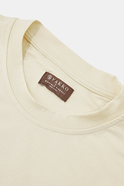 BİSİKLET YAKALI KISA KOL İPEK PAMUK T-SHIRT 3