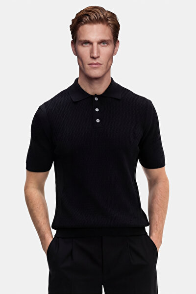 BLACK POLO NECK SHORT SLEEVE TSHIRT 3