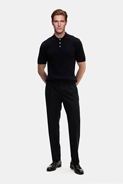 BLACK POLO NECK SHORT SLEEVE TSHIRT 4