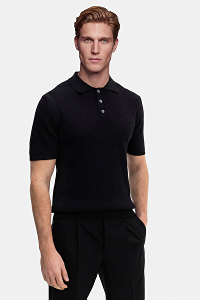 BLACK POLO NECK SHORT SLEEVE TSHIRT 5