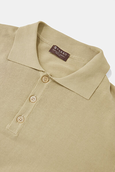 SAND POLO NECK SHORT SLEEVE TSHIRT 3